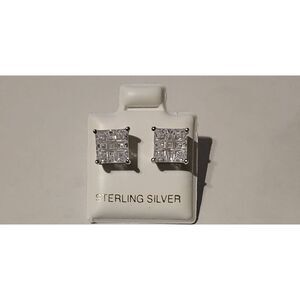 NEW~2Ct Invisible Princess Cut Sim Diamond Stud Earrings~.925 Sterling Silver